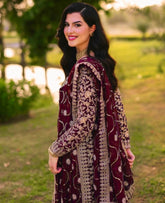 Lovely Maroon Georgette Sequence Work Palazzo Suit